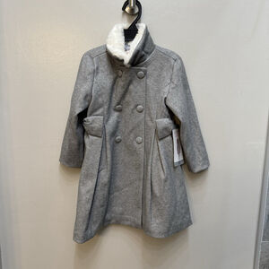 Biscotti Fur Collar Gray Girls Pea Coat Size 3T NWT